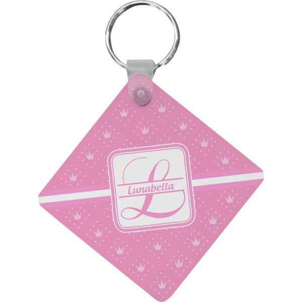 Custom Leopard Print Diamond Plastic Keychain w/ Name and Initial