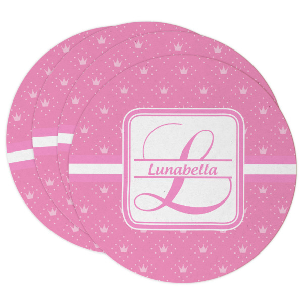 Custom Leopard Print Round Paper Coasters w/ Name and Initial