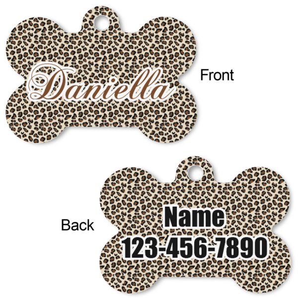 Custom Design - Bone Shaped Dog ID Tag - Small - Front & Back View