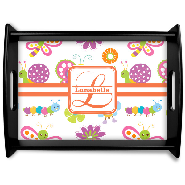 Custom Leopard Print Black Wooden Tray - Large (Personalized)