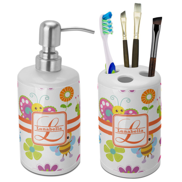 Custom Leopard Print Ceramic Bathroom Accessories Set (Personalized)