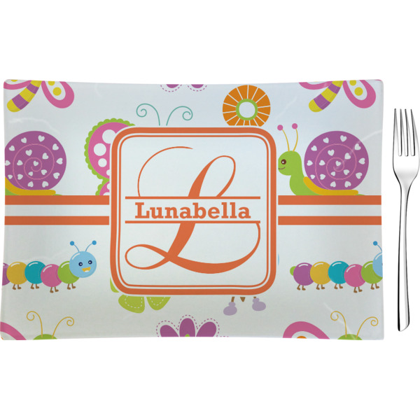 Custom Leopard Print Rectangular Glass Appetizer / Dessert Plate - Single or Set (Personalized)