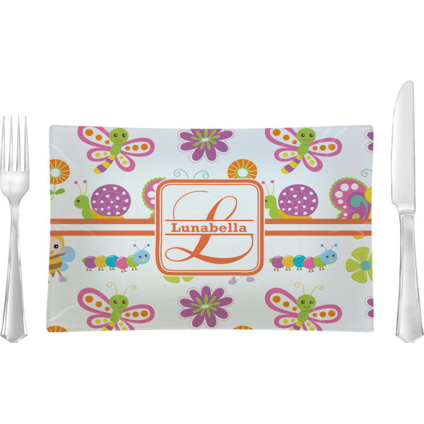Custom Leopard Print Rectangular Glass Lunch / Dinner Plate - Single or Set (Personalized)