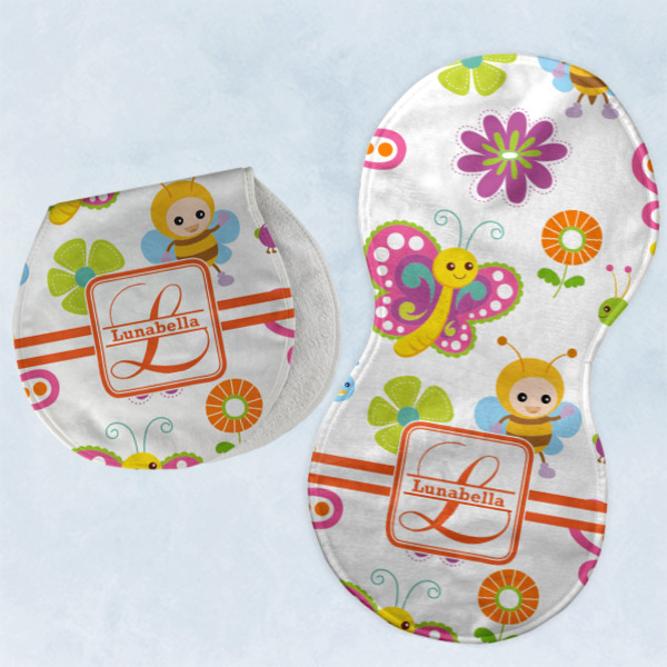 Custom Design - Two Peanut Shaped Burps - Open and Folded