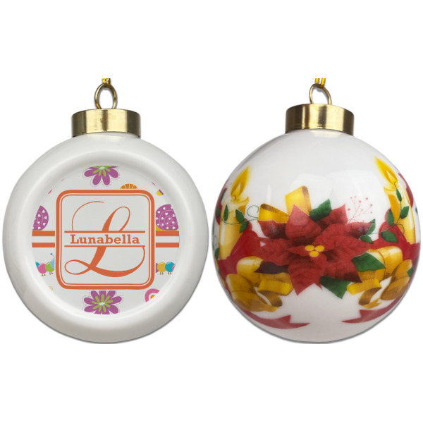 Custom Design - Ceramic Christmas Ornament - Poinsettias (APPROVAL)