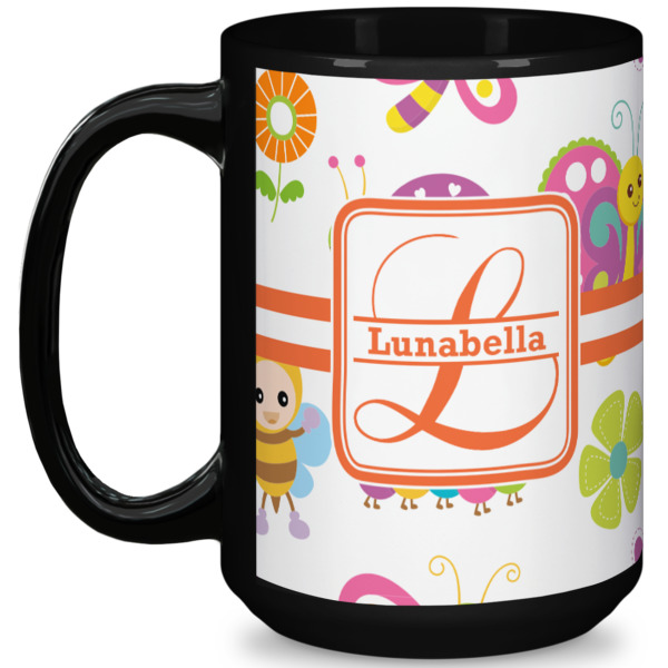 Custom Leopard Print 15 Oz Coffee Mug - Black (Personalized)