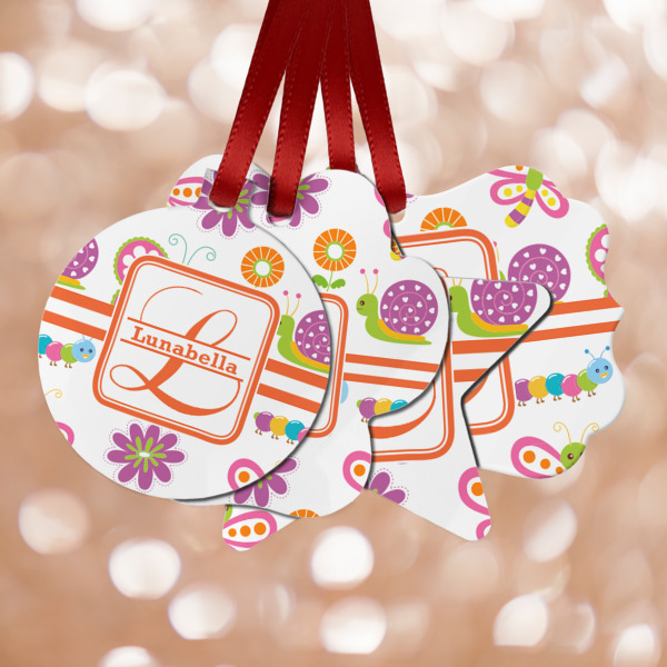 Custom Leopard Print Metal Ornaments - Double Sided w/ Name and Initial