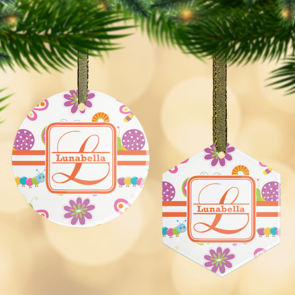 Custom Leopard Print Flat Glass Ornament w/ Name and Initial