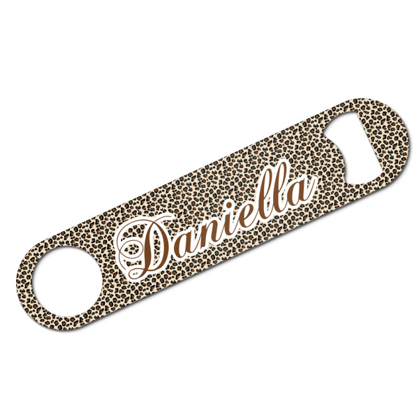 Custom Leopard Print Bar Bottle Opener w/ Name and Initial