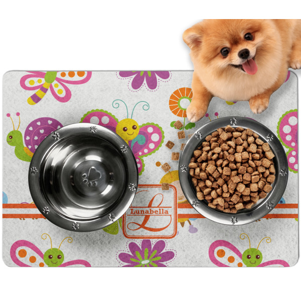Custom Leopard Print Dog Food Mat - Small w/ Name and Initial