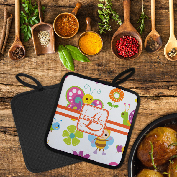 Custom Design - Neoprene Pot Holder - Set of 2  LIFESTYLE (Flatlay)