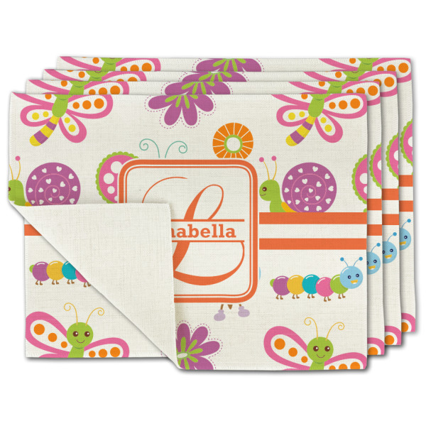 Custom Leopard Print Single-Sided Linen Placemat - Set of 4 w/ Name and Initial