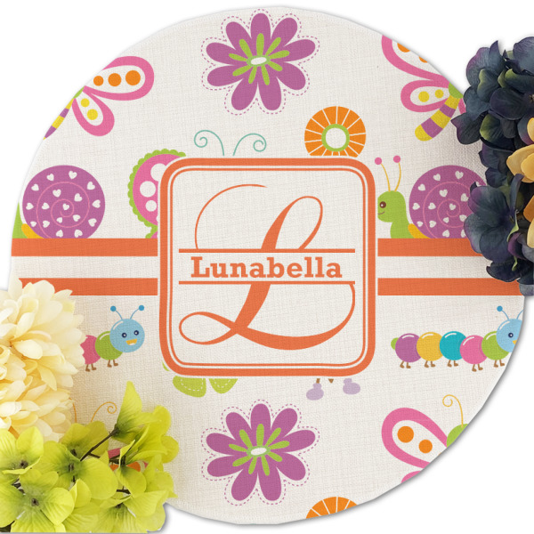 Custom Design - Round Linen Placemats - Front (w flowers)