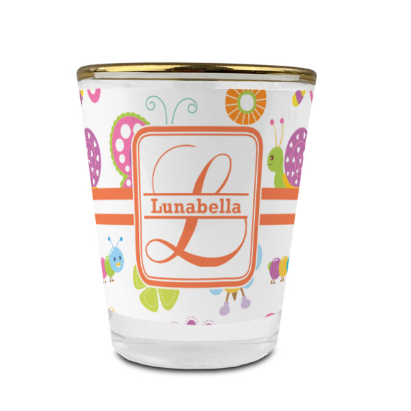 Custom Design - Glass Shot Glass - Gold Rim - Front