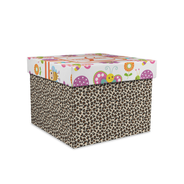 Custom Leopard Print Gift Box with Lid - Canvas Wrapped - Medium (Personalized)