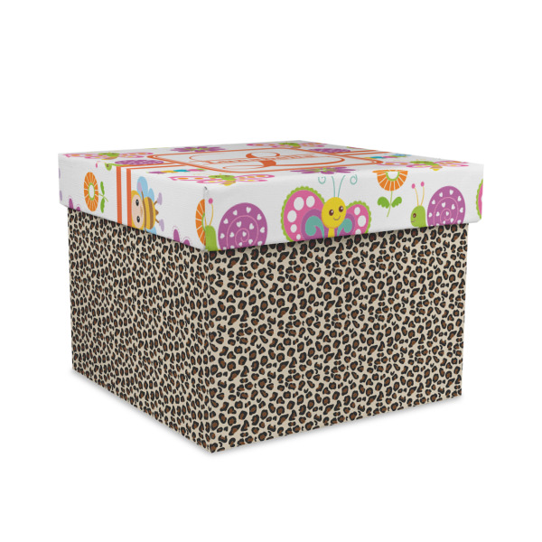 Custom Leopard Print Gift Box with Lid - Canvas Wrapped - Large (Personalized)