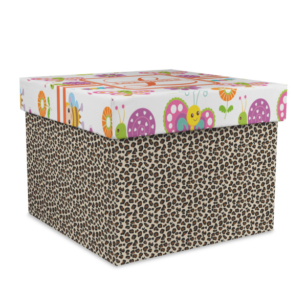Custom Leopard Print Gift Box with Lid - Canvas Wrapped - X-Large (Personalized)