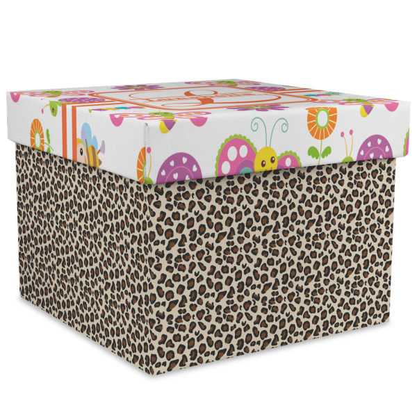Custom Leopard Print Gift Box with Lid - Canvas Wrapped - XX-Large (Personalized)