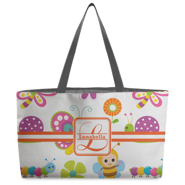 Custom Leopard Print Beach Totes Bag - w/ Black Handles (Personalized)