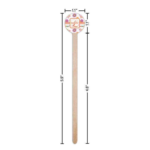 Custom Design - Wooden 6" Stir Stick - Round - Dimensions