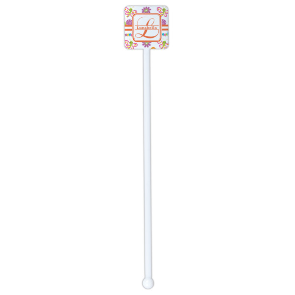 Custom Design - White Plastic Stir Stick - Square - Single Stick