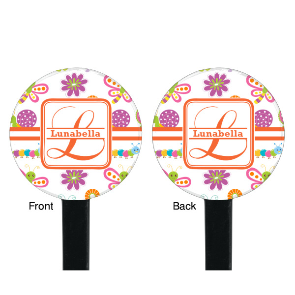 Custom Design - Black Plastic 7" Stir Stick - Double Sided - Round - Front & Back