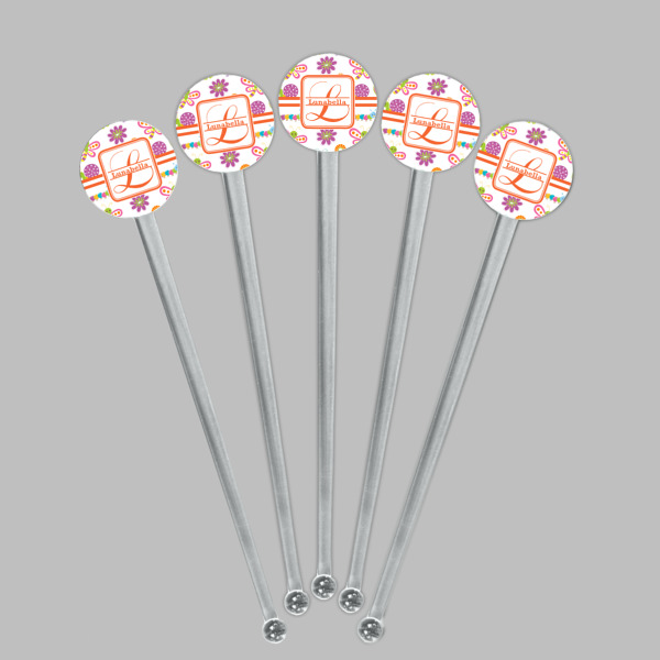 Custom Design - Clear Plastic 7" Stir Stick - Round - Fan View