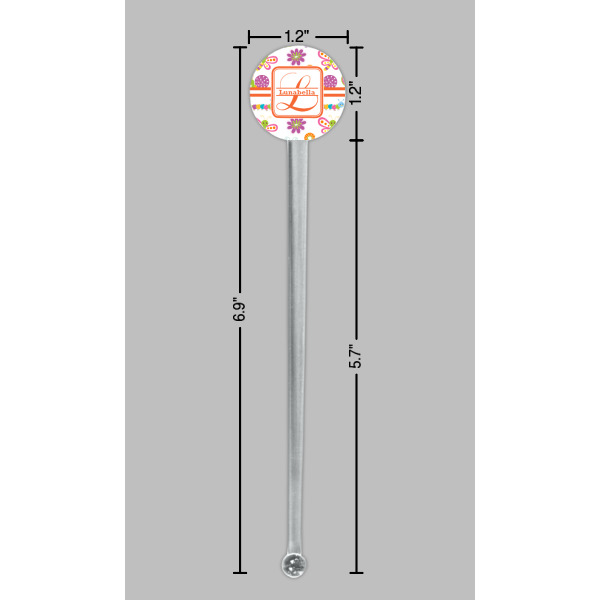 Custom Design - Clear Plastic 7" Stir Stick - Round - Dimensions