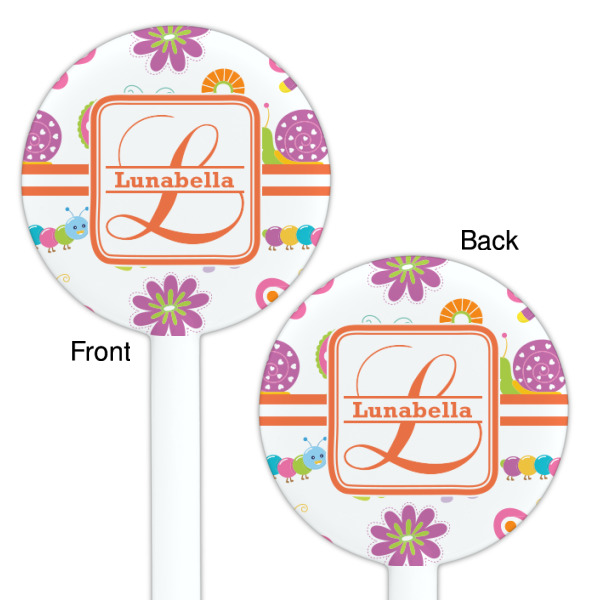 Custom Design - White Plastic 5.5" Stir Stick - Double Sided - Round - Front & Back