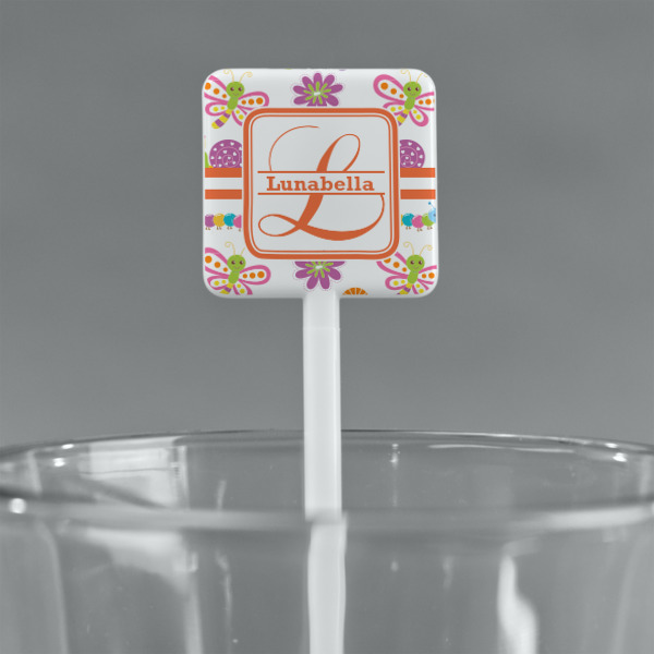 Custom Design - White Plastic Stir Stick - Square - Main