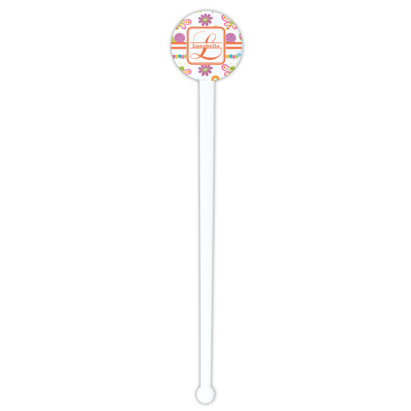 Custom Design - White Plastic 7" Stir Stick - Round - Single Stick