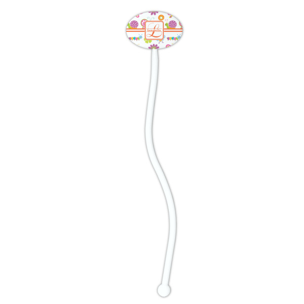 Custom Design - White Plastic 7" Stir Stick - Oval - Single Stick