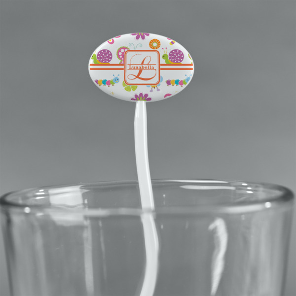 Custom Design - White Plastic 7" Stir Stick - Oval - Main