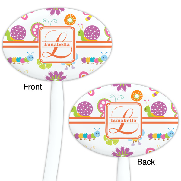Custom Design - White Plastic 7" Stir Stick - Double Sided - Oval - Front & Back