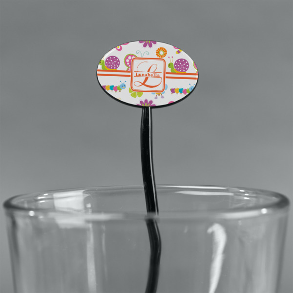 Custom Design - Black Plastic 7" Stir Stick - Oval - Main