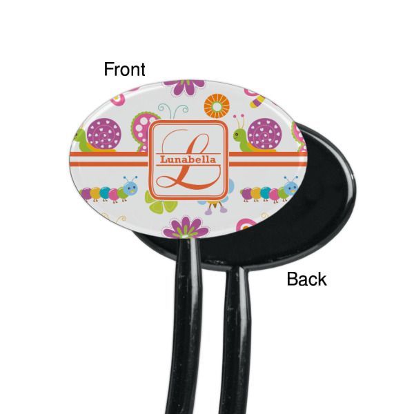 Custom Design - Black Plastic 7" Stir Stick - Single Sided - Oval - Front & Back