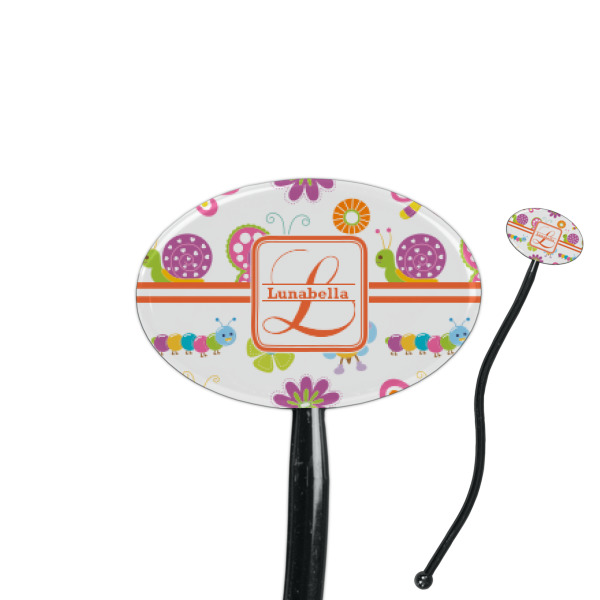 Custom Design Your Own 7" Oval Plastic Stir Sticks - Black - Single-Sided