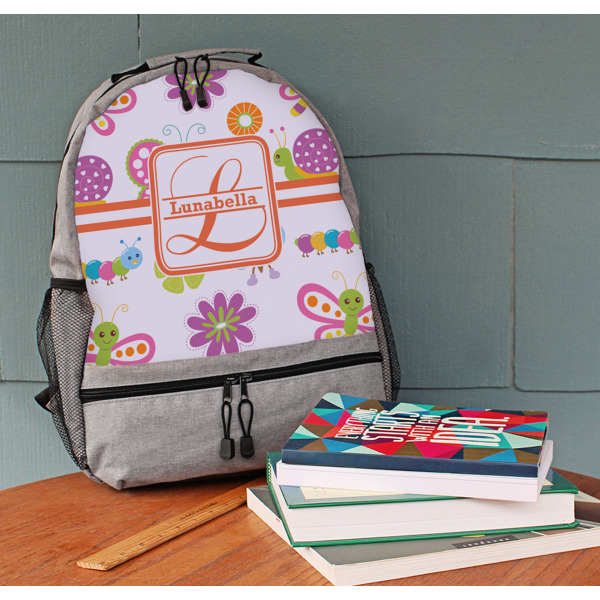 Custom Design - Large Backpack - Gray - On Desk