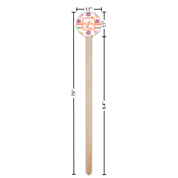 Custom Design - Wooden 7.5" Stir Stick - Round - Dimensions
