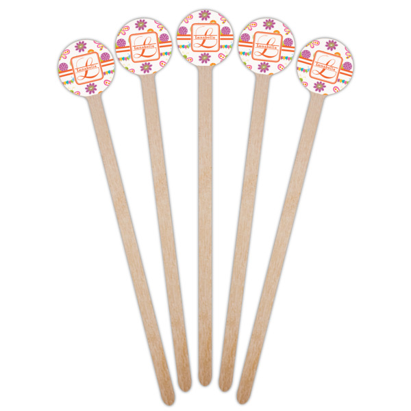 Custom Design - Wooden 6" Stir Stick - Round - Fan View
