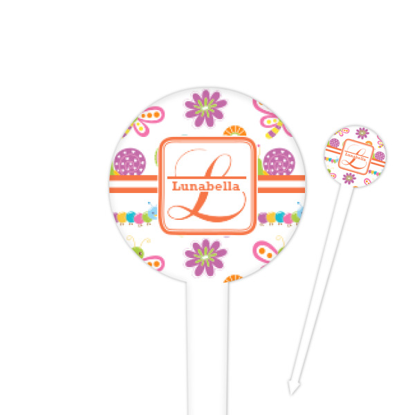 Custom Leopard Print 4" Round Plastic Food Picks - White - Double Sided (Personalized)