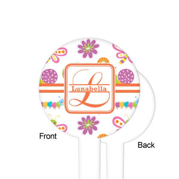 Custom Design - White Plastic 4" Food Pick - Round - Single Sided - Front & Back