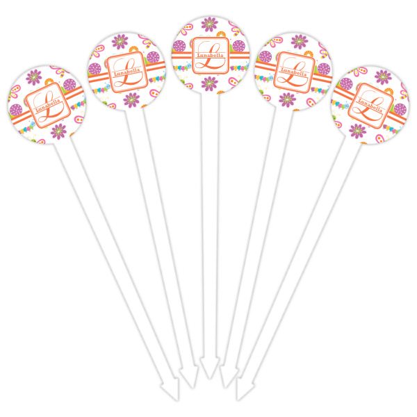 Custom Design - White Plastic 6" Food Pick - Round - Fan View