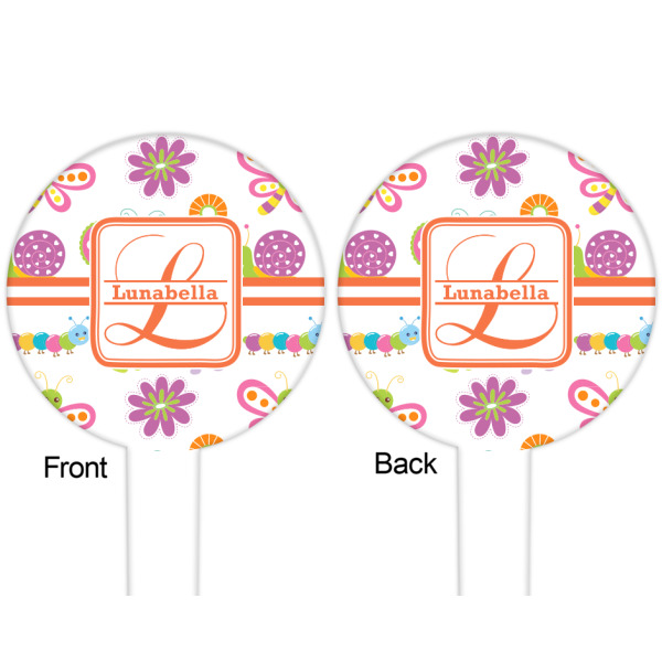 Custom Design - White Plastic 6" Food Pick - Round - Double Sided - Front & Back