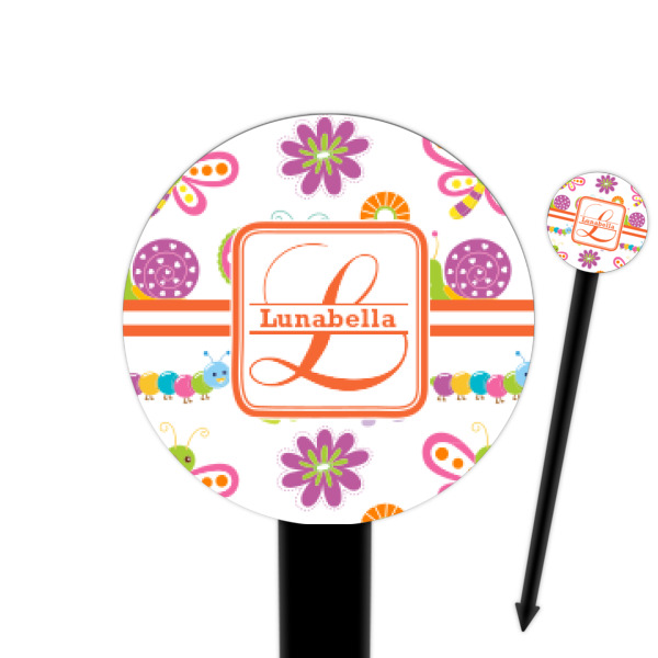 Custom Leopard Print 6" Round Plastic Food Picks - Black - Single Sided (Personalized)