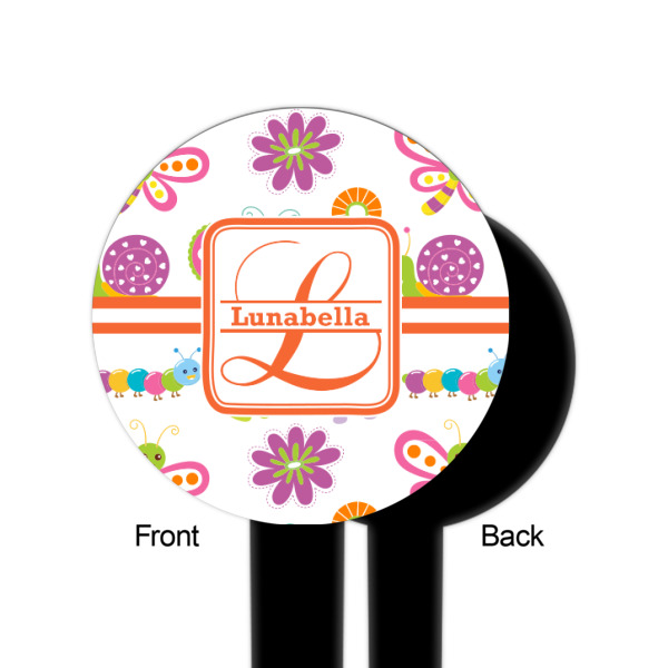 Custom Design - Black Plastic 6" Food Pick - Round - Single Sided - Front & Back