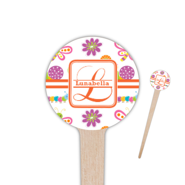 Custom Leopard Print 4" Round Wooden Food Picks - Single Sided (Personalized)