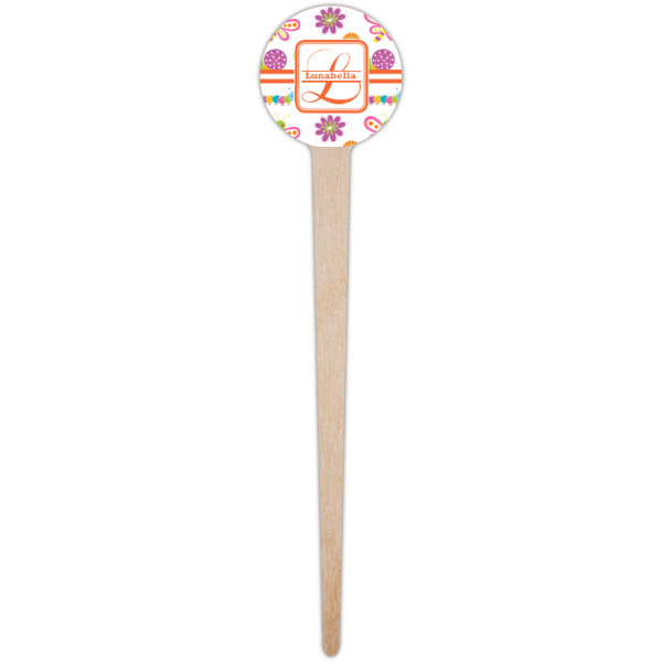 Custom Design - Wooden 4" Food Pick - Round - Single Pick