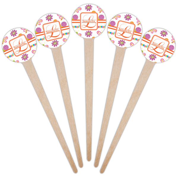 Custom Design - Wooden 4" Food Pick - Round - Fan View