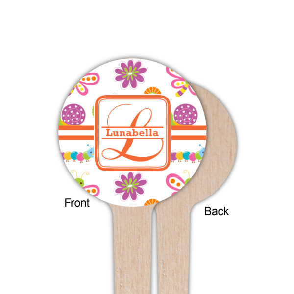 Custom Design - Wooden 4" Food Pick - Round - Single Sided - Front & Back